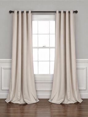 Set of 2 Half Moon Blackout Panels Window Curtains 52x84 Natural Wheat New